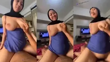 Ukhti Hijab Semok Cantik Goyang Atas Kasur Ungu